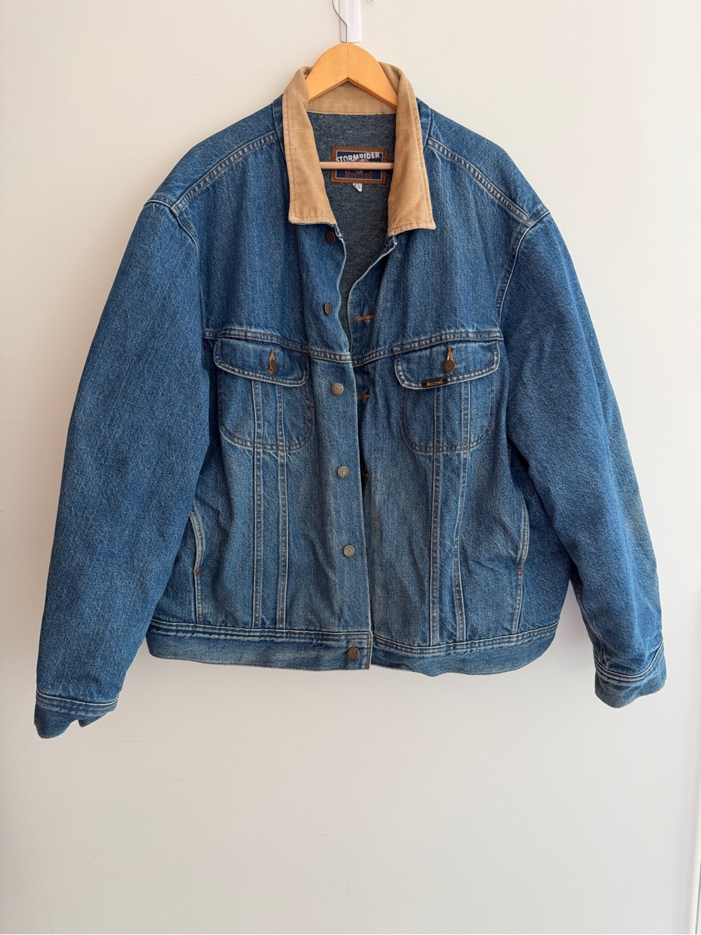 VINTAGE Stormrider Mustang Lined Denim Jacket Corduroy Collar Workwear Farmcore